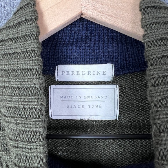 Peregrine Mens Quarter Zip Mock Neck Sweater Olive Green Knit Pullover Top Small - Picture 7 of 9